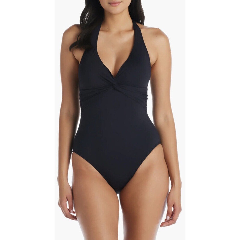 BLEU BY ROD BEATTIE Let's Get Twisted Halter Mio One-Piece Swimsuit Black 12